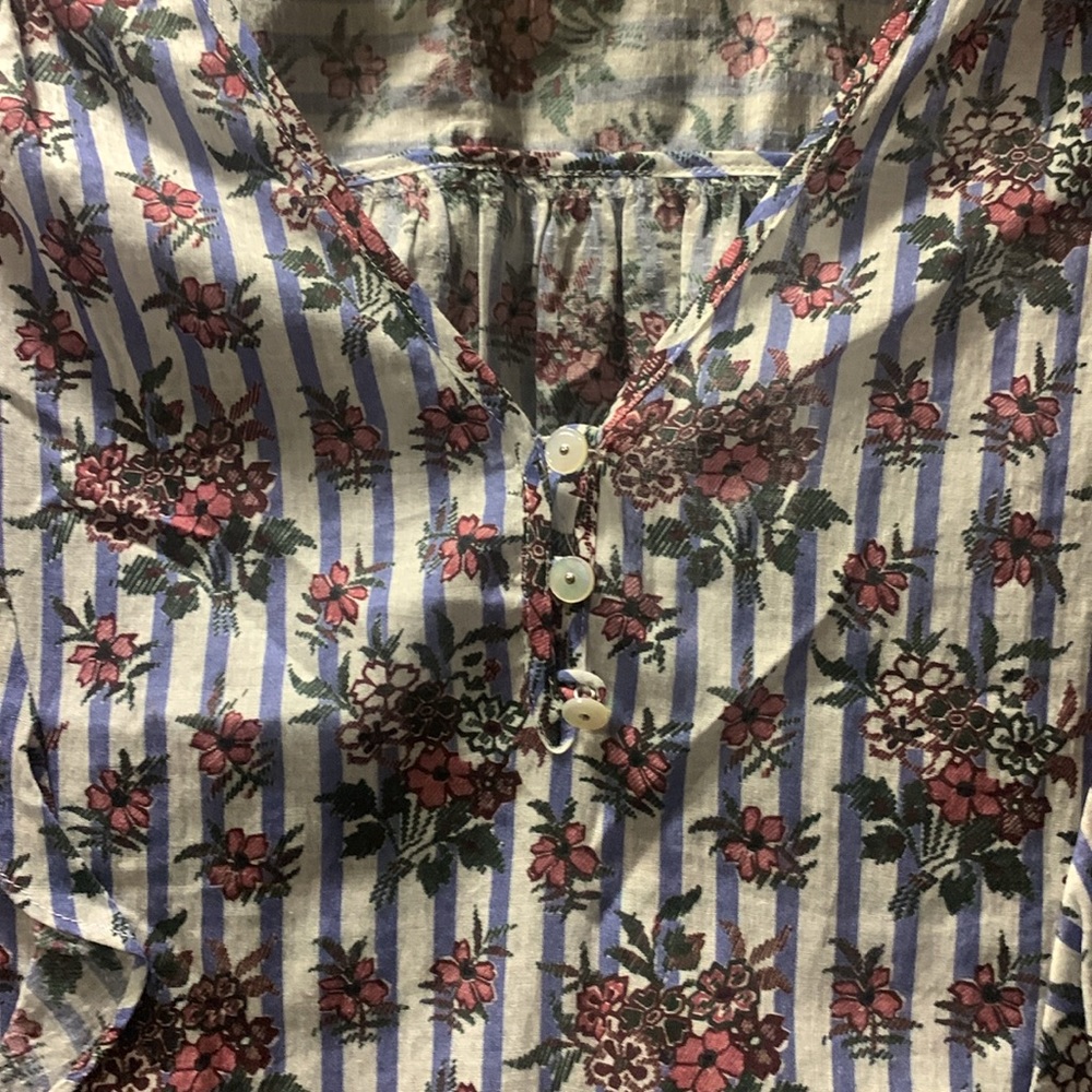 NWT VERONICA BEARD Joi ruffled printed cotton-voile top Size 8 - Picture 7 of 12